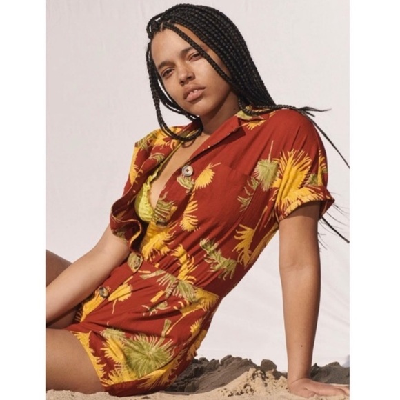 Free People Pants - Free People Red Malibu Tropical Romper